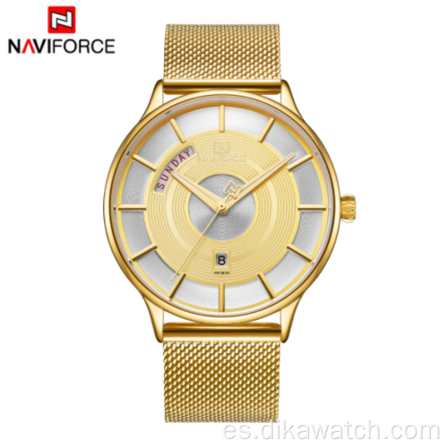 NAVIFORCE 3007 comercio exterior nuevo reloj de personalidad de moda reloj de cuarzo con banda de malla de acero inoxidable